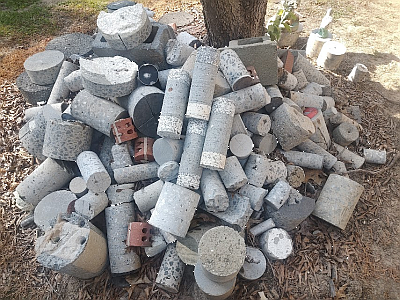concrete cores on display